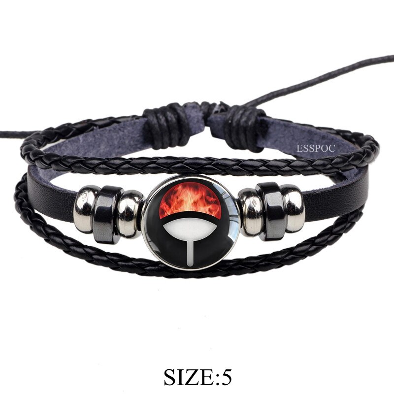 Rinnegan Eyes Bracelet Sharingan Eye Black Leather Bracelet Uchiha Uzumaki Clan Logo Anime Cosplay Lover Gift. 