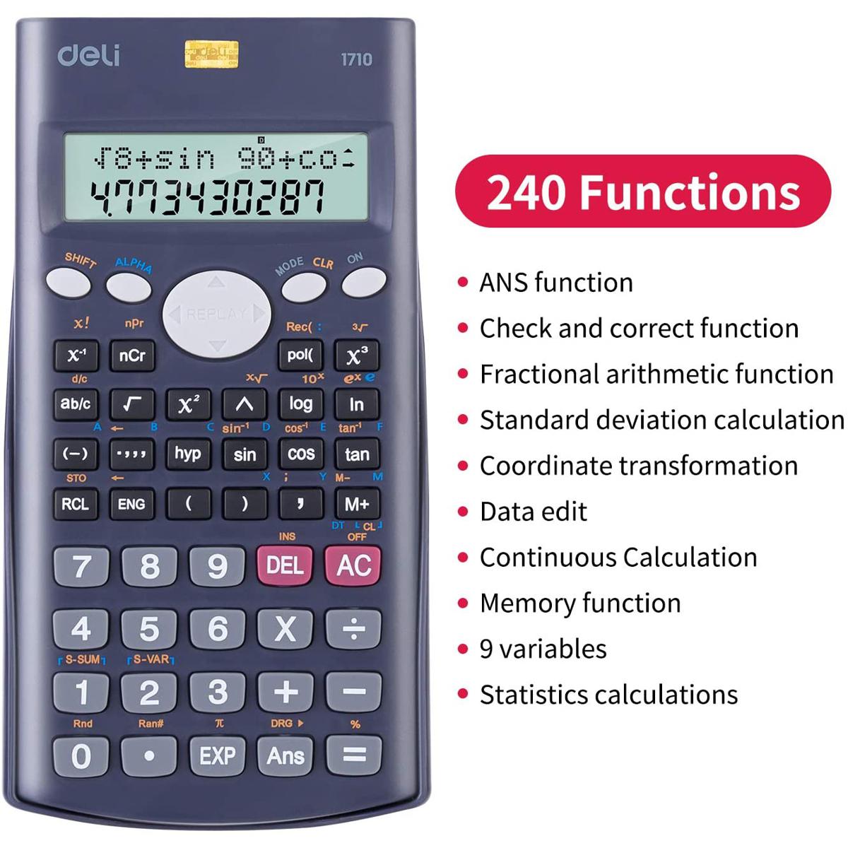 Deli 1710 Scientific Calculator - 240 Functions