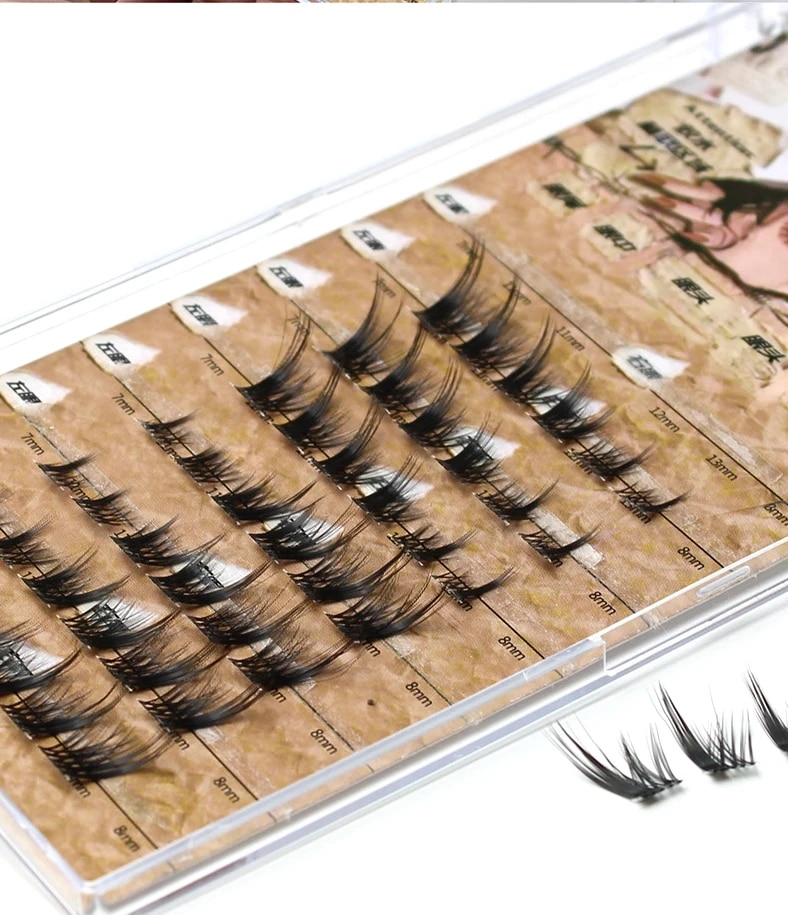 New Individual Eyelashes Fluffy Natural Segmented Bundles False Eyelashes Fox Eye Effect Dramatic Lashes Extension Makeup Cils. 