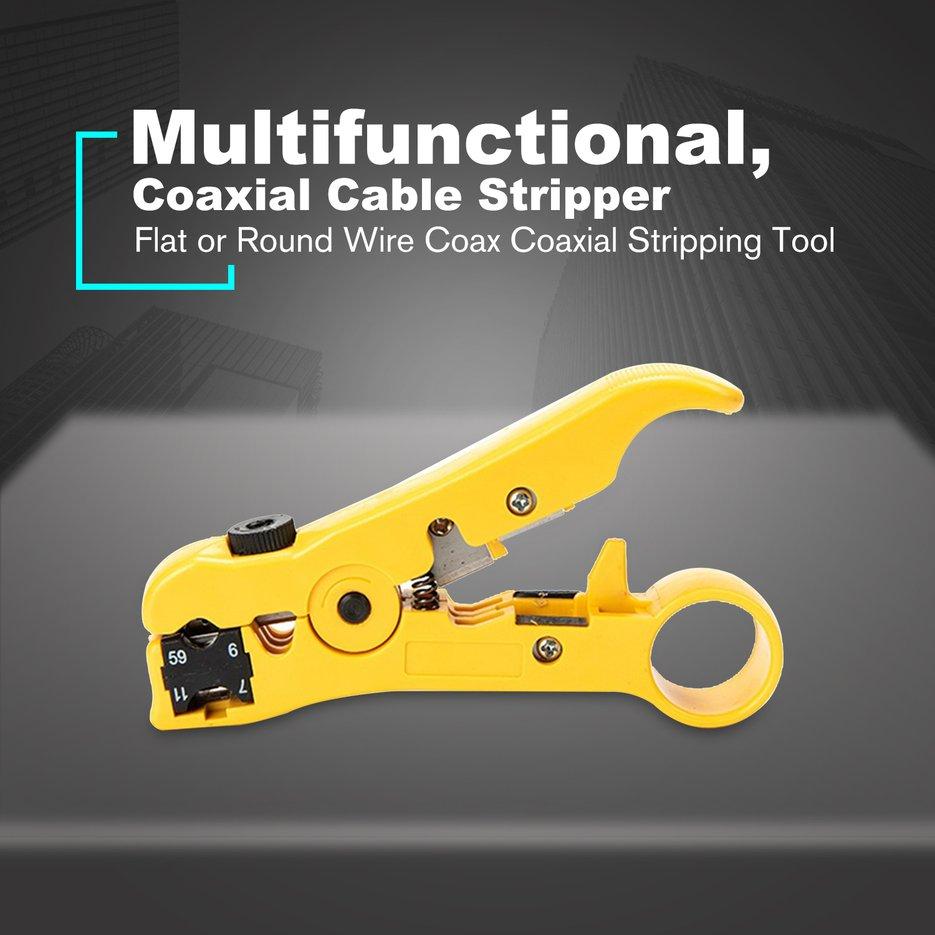OIMG Universal Network Cable Stripper Cutter Stripping Pliers Tool Flat Or Round Utp Cat5 Cat6 Wire Coax Coaxial Stripping Tool. 