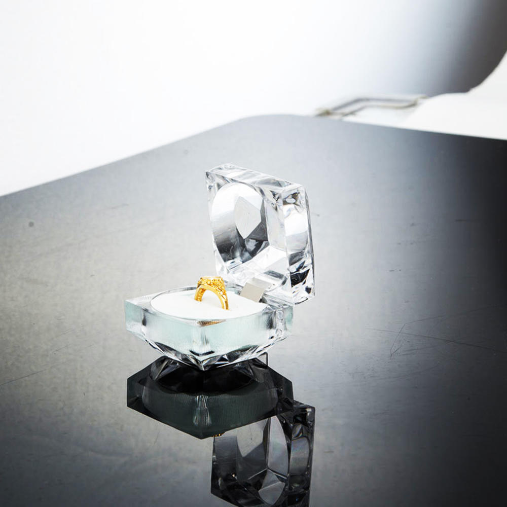 Box Gift Box Transparent Box Ring Box Cube Four-corner Acrylic Flower. 