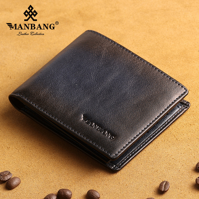 2023 ew en's Wallet ead Layer Leather Anti theft Card Swipe FI Leather Wallet Foreign rade. 