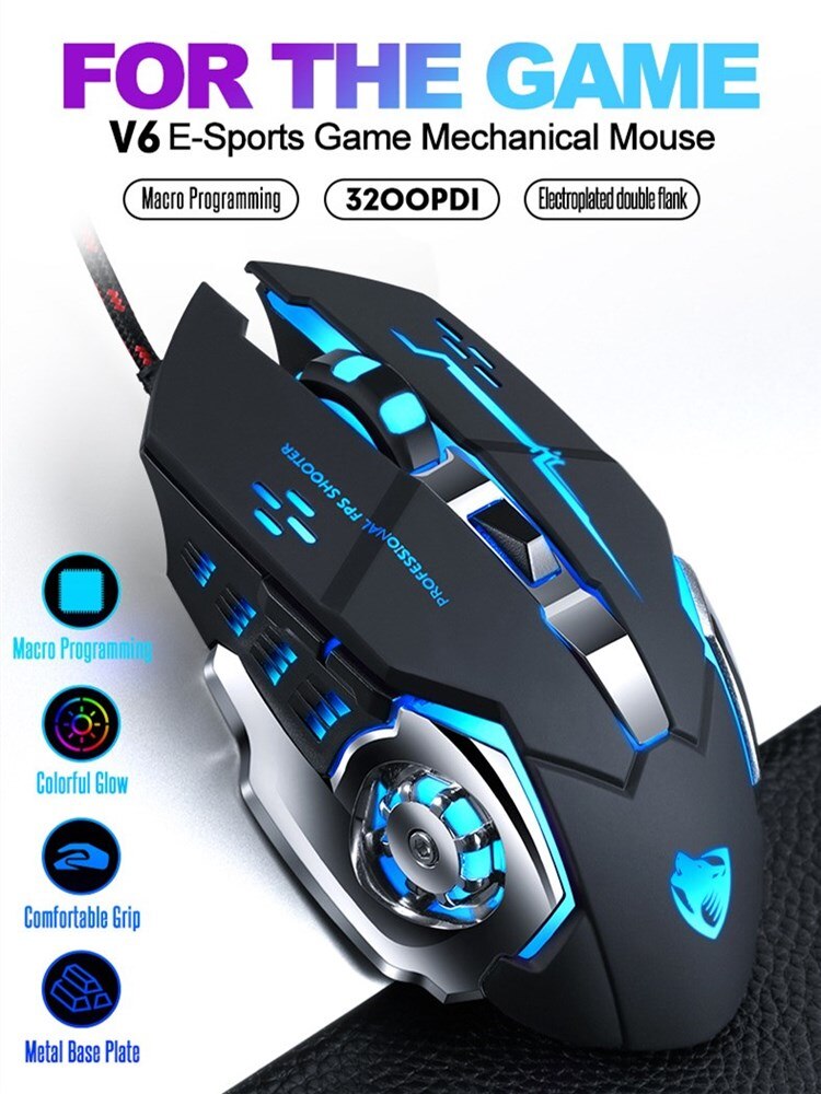 【happy one】PC Gamer Mouse for Competitive Mouse 6 Button 2500dpi Computer Mouse with Backlight Optical Mouse. 