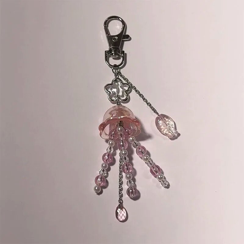 Handmade pink jellyfish keychain y2k