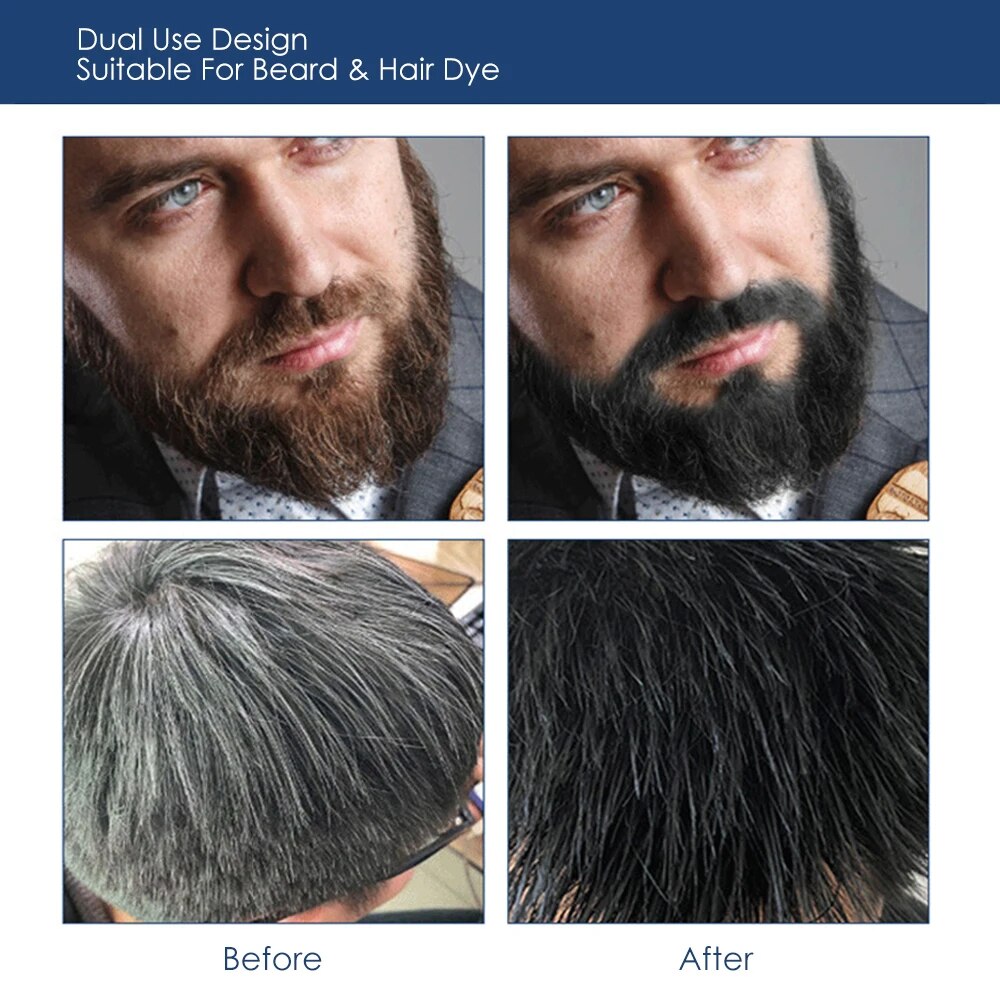 200ml Natural Permanent Beard Dye Shampoo Long Lasting Beard Coloring For Men Removal White Grey Hair Color Cover Beard Care. 