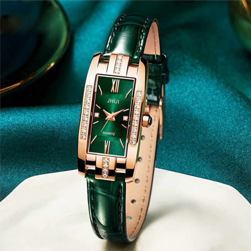High Quality Square Green/Red Belt Watch For Women