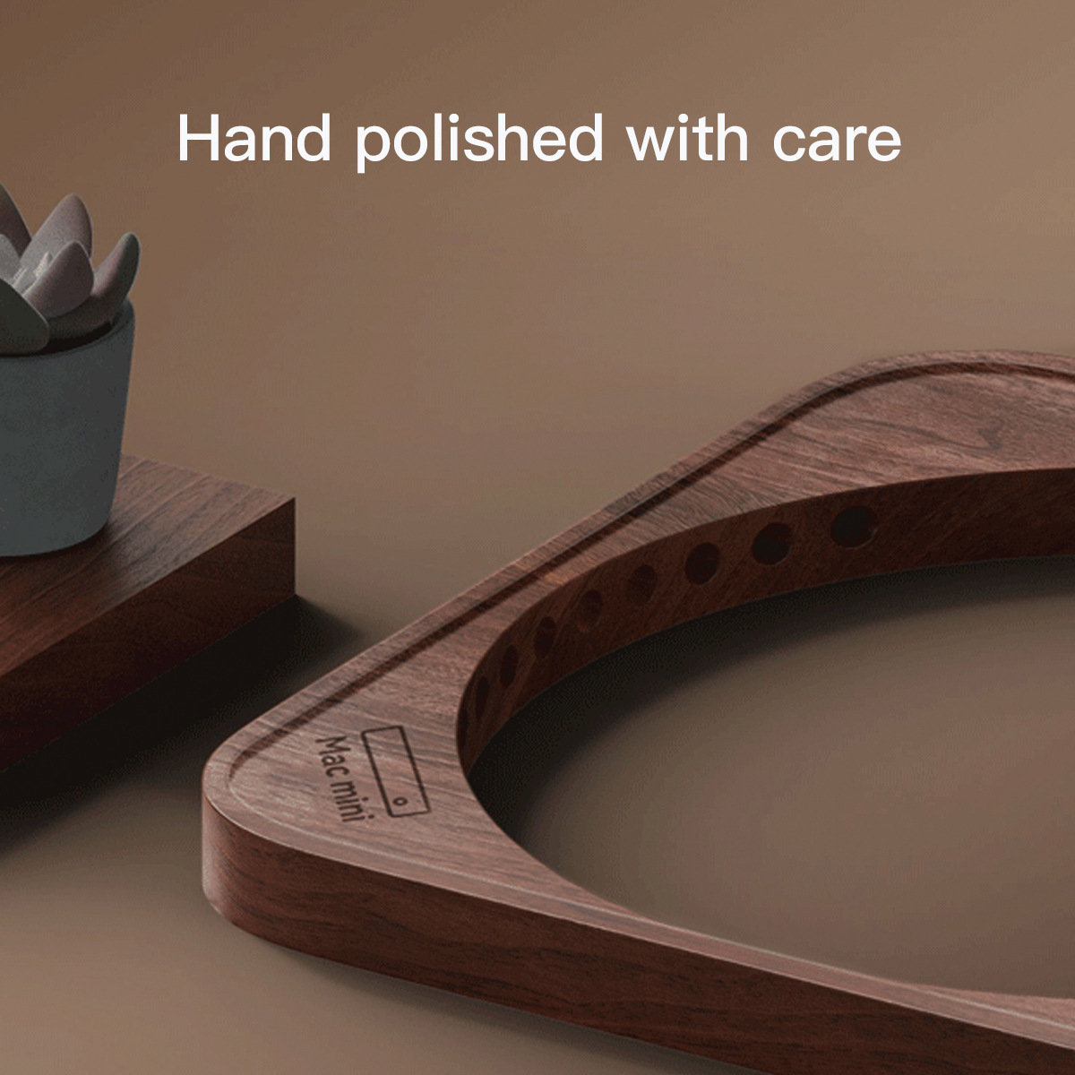 Dust Stand for MAC Mini Desk Base Cooling Stand Walnut Stand for MAC Studio. 