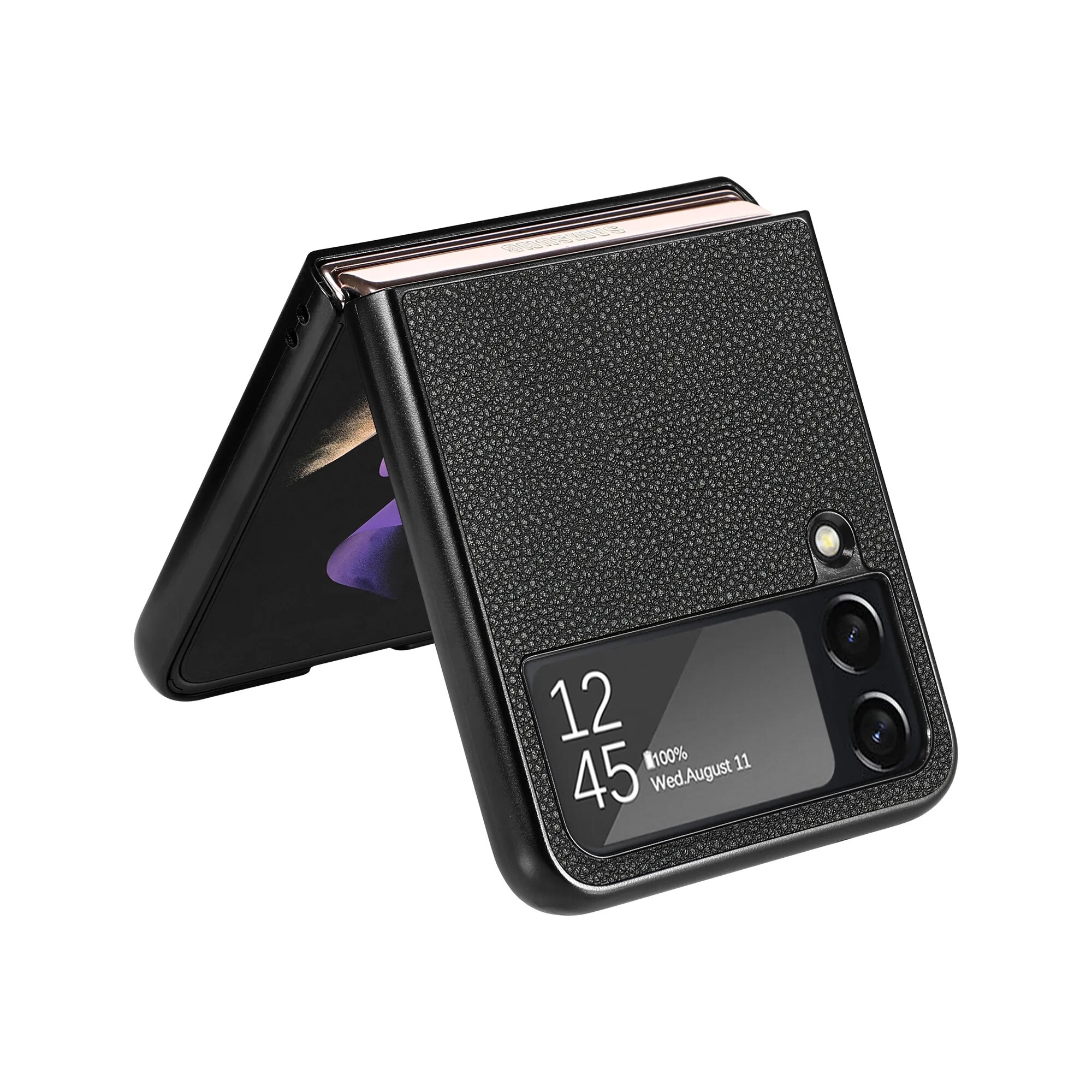 Anti-Shock Slim Leather Matte Funda Coque Case for Samsung Galaxy Z Flip4 Flip5 Flip 5 4 Flip3 Flip 3 5G Zflip4 Card Holder Bag