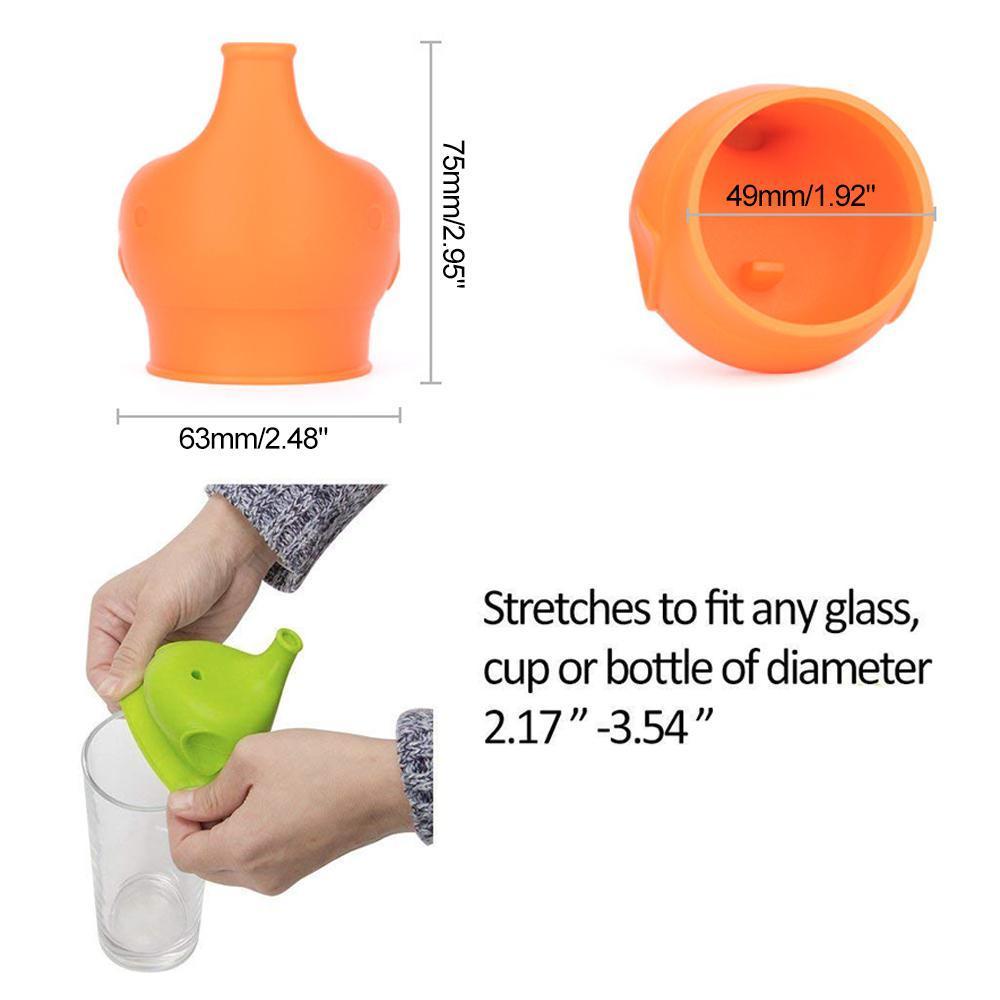 niceEshop Baby Sippy Cup Lids, 3/5PCS Spill Proof BPA Free Elephant Baby Universal Sipper Silicone Toddlers Sippy Lids Fit for Cup Size 2.17''-3.54''. 