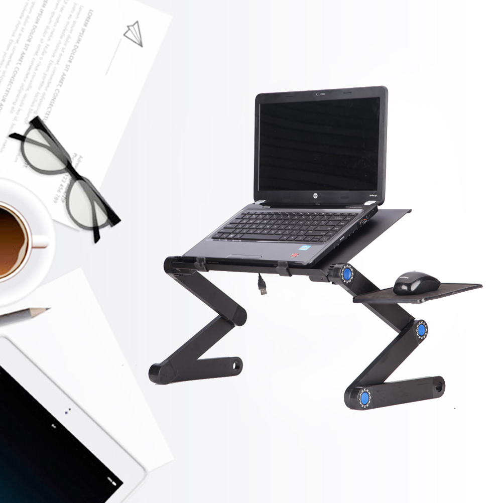 Adjustable Laptop Stand Portable Folding Computer Desk with Side Mount Mouse Pad (Black) folding table for laptop. 