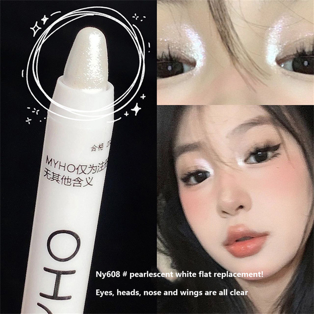 3 Colors Eyeshadow Stick Matte Lasting Pearlescent White Shimmer Lying Silkworm Highlighter Eyeliner Glitter Eye Shadow Makeup Lateil. 