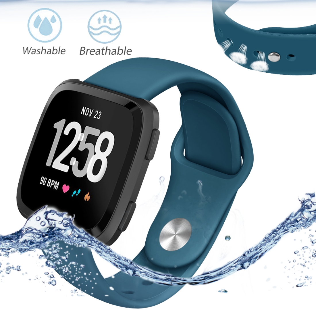 For Fitbit Versa 2 / Fitbit Versa / Fitbit Versa Lite Solid Color Silicone Watch Band, Size:L(White). 