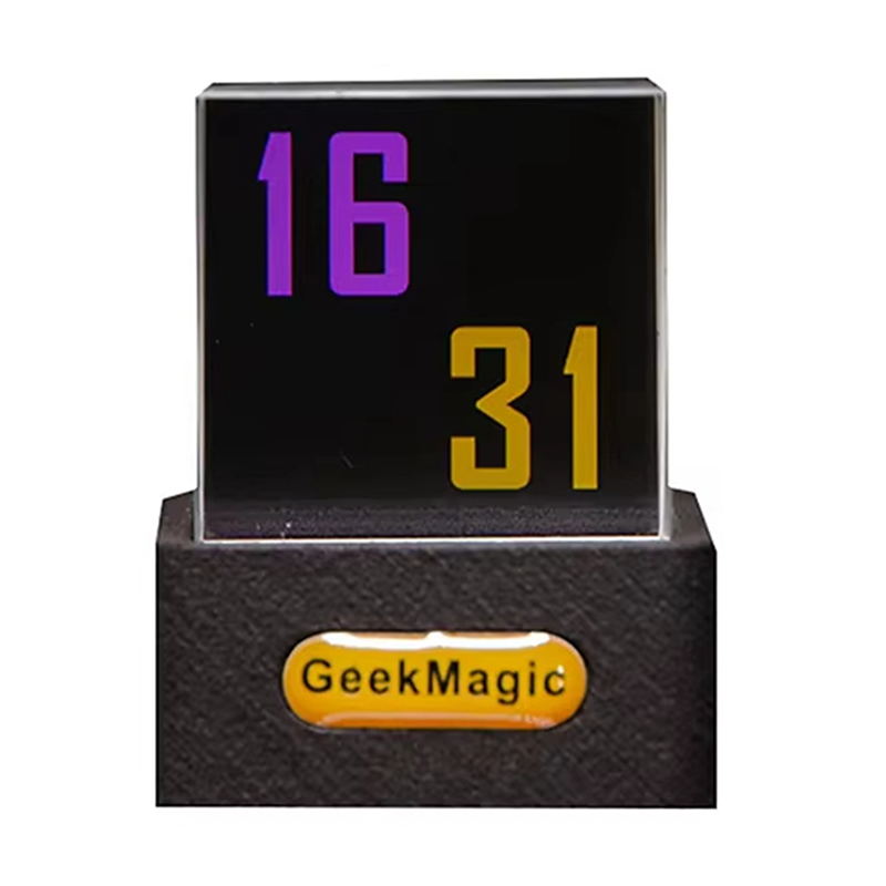 Crystal Cube Photo Display Holographic Desktop Smart Weather Station Digital Clock with GIF Animations Album. 