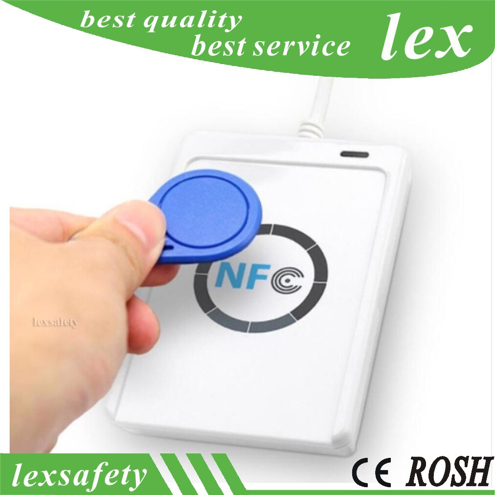 1 Set USB ACR122U NFC Card Reader 13.56mhz contactless IC NFC Reader Writable Clone rfid writer for ISO14443 Protocol