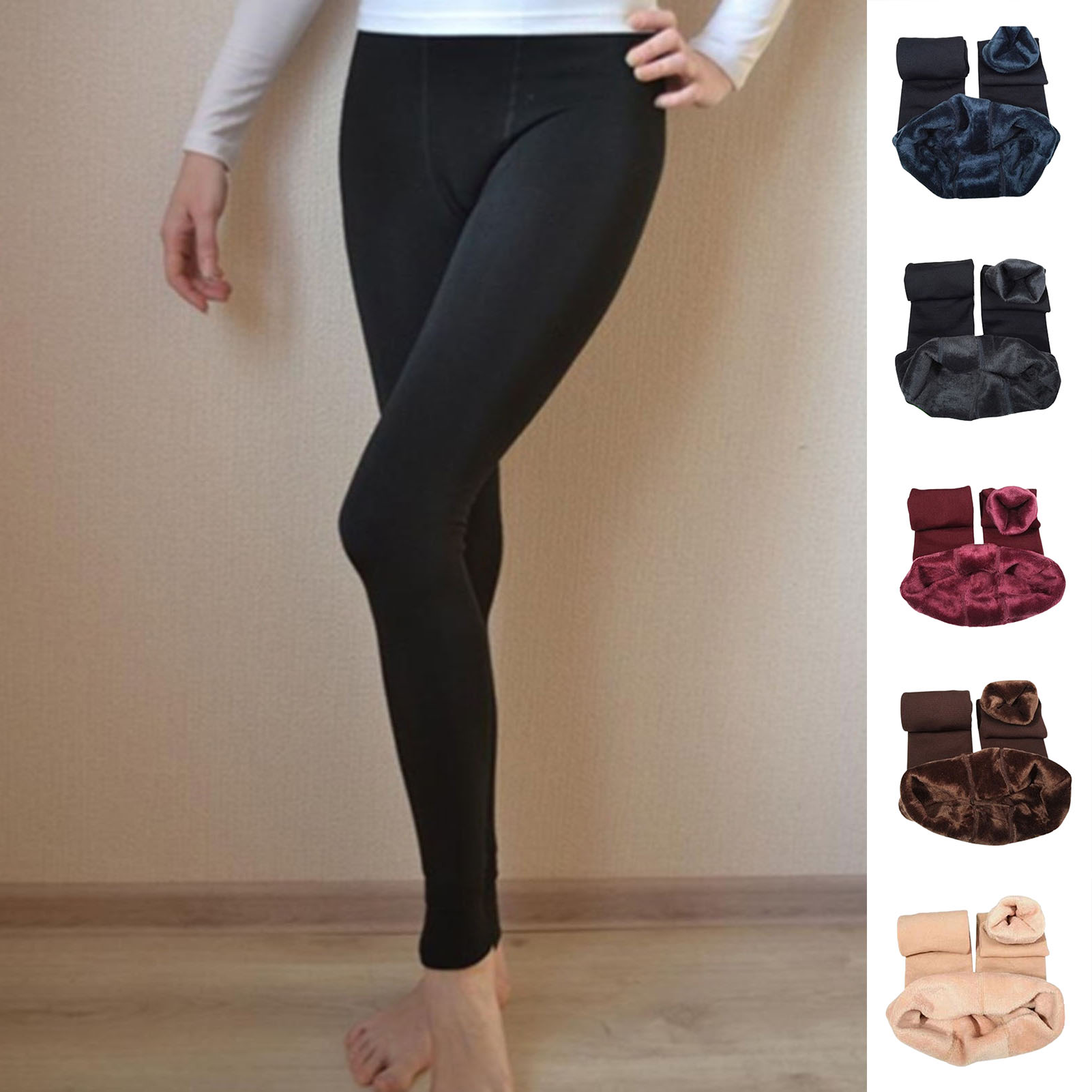 Bottoming Pants Solid Color High Waist 