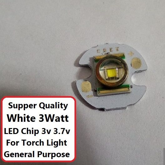 BIG LENS LED WHITE Color 3Watt LED Chip 3.1V 3.7V 3W With Metal Plate Heatsink Heat Sink Aluminum Base 16mm PCB For High Power Torch Light LED Bulbs 3W LED Light Bulbs. 