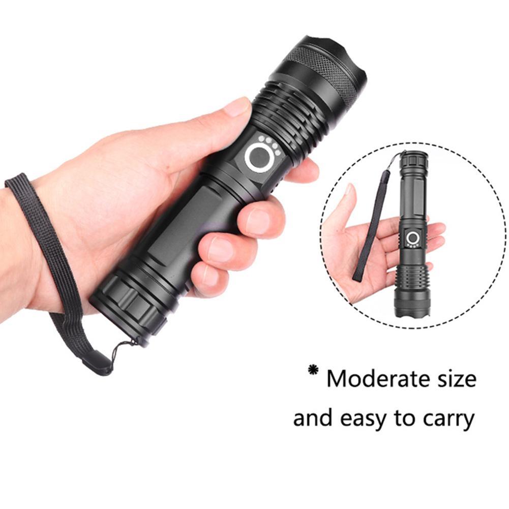 LB LED XHP50 Telescopic Focusing Flashlight High Light Torch with Power Display. 
