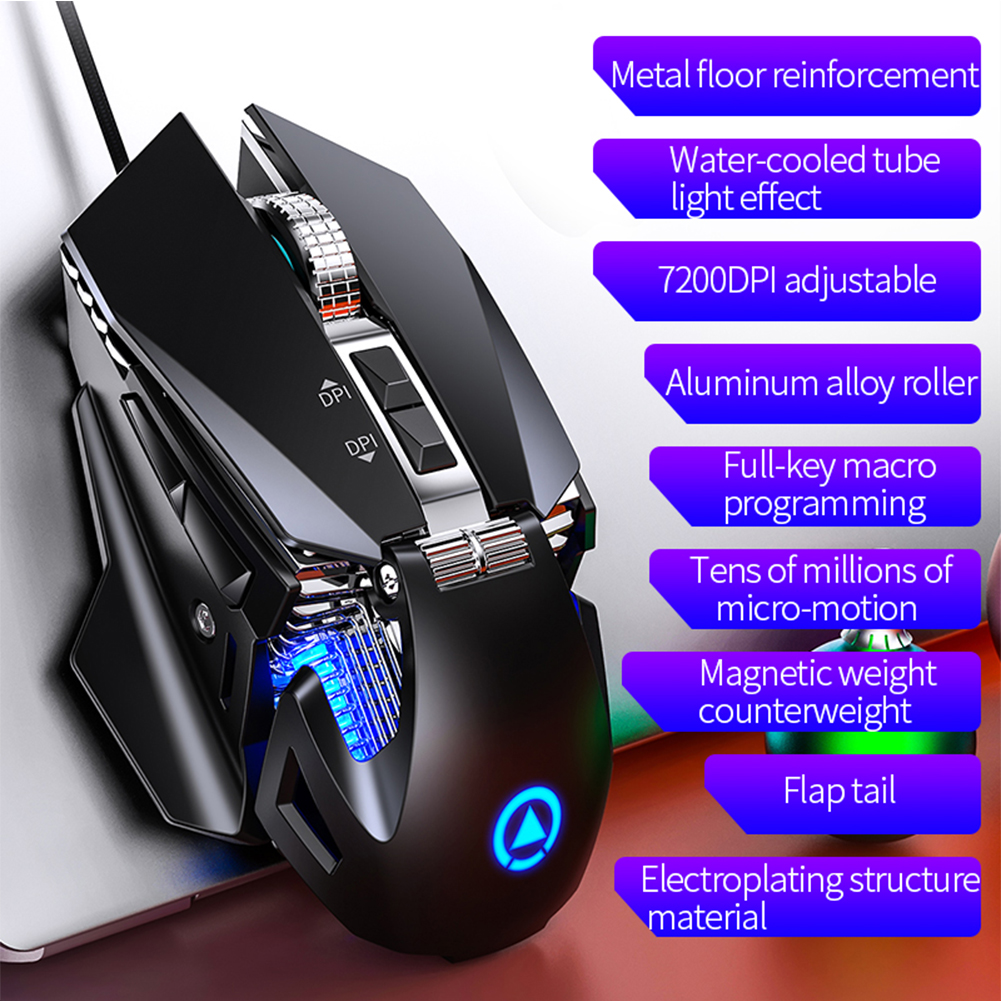 G10 Hollow Mechanical Game Mouse 7200dpi All-keys Macro Programming Intelligent Pressure Glowing RGB Esport Mouse. 