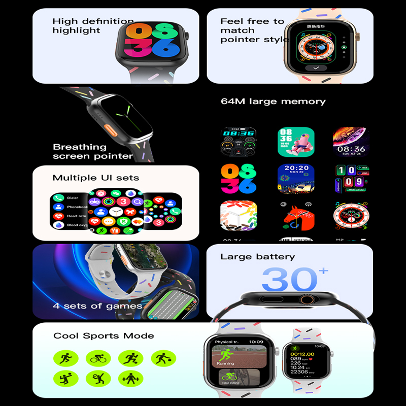 【Youyi】Foul smart series 9 touch Bluetooth call with games 2.09 "full smartwatch IP67 waterproof wireless. 