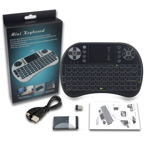 I8-B Backlit Mini Keyboard With Touchpad Mouse - Enjoy Wireless Convenience With Rechargeable Backlit Keyboard - Perfect For Gaming And Office Use