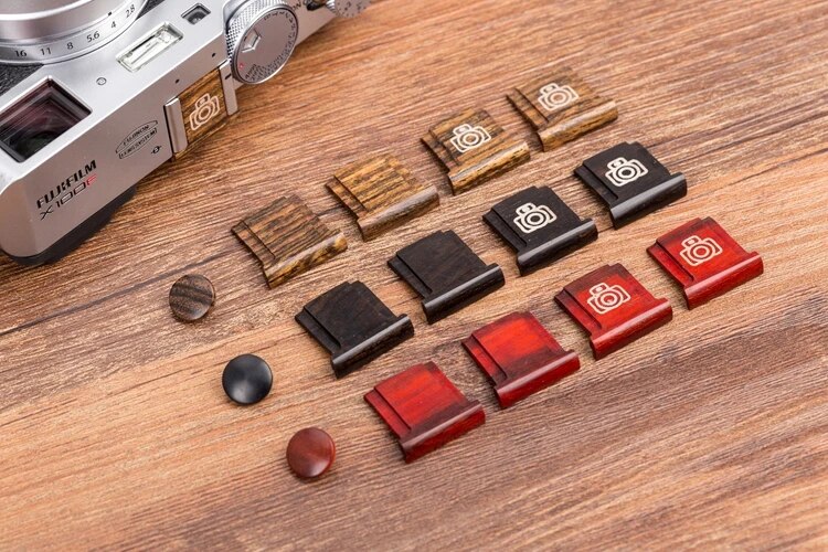 Wooden Sur Camera Hot Shoe Protective Cover Wood Shutter Release Button for Fujifilm Fuji X100V XT4 X-Pro2 XT20 XT30 XT3 XE3. 