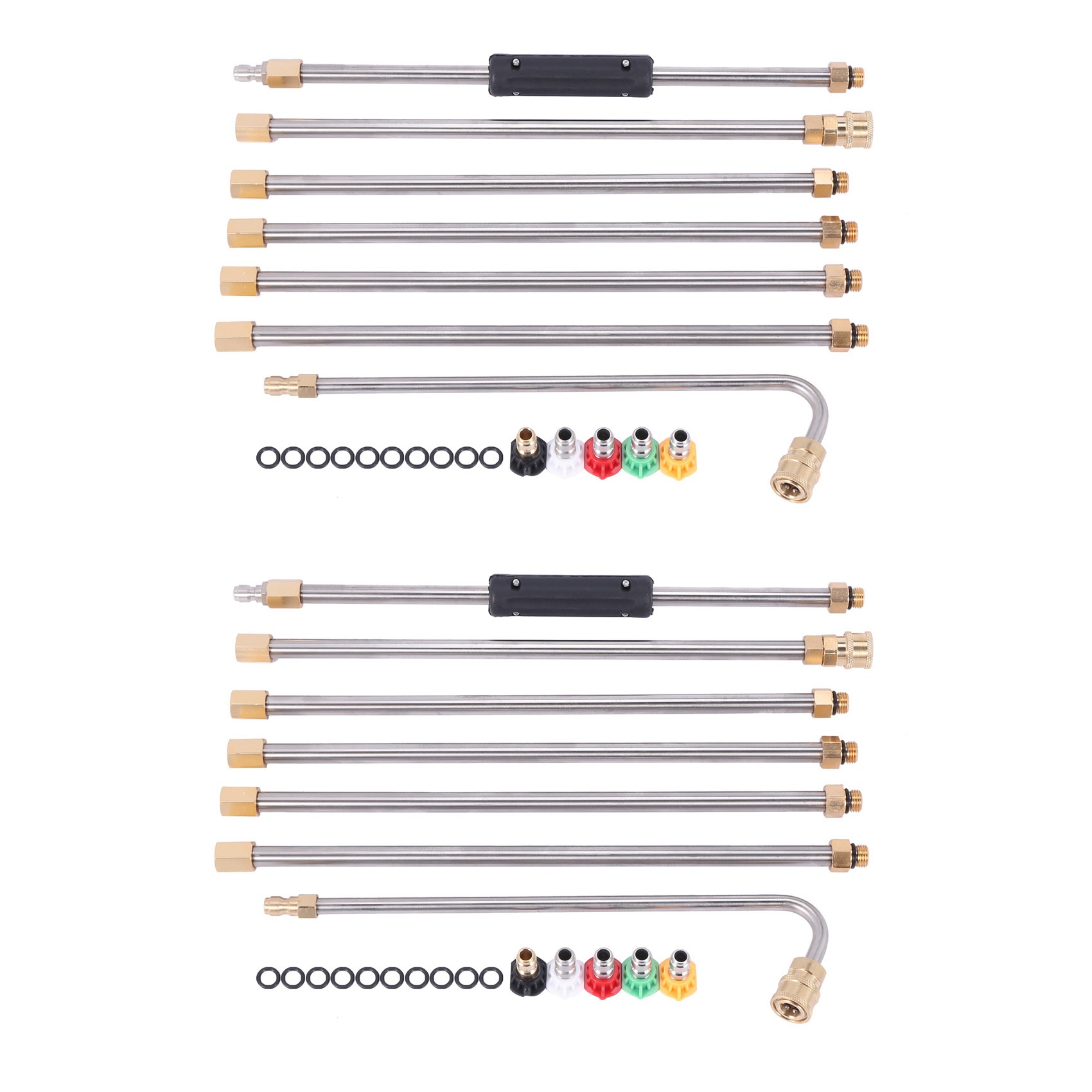 2set Gutter Cleaning Tool Pressure Washer - Extension Wands, Roof Cleaner Lance Nozzle - 4000 Psi 5 Tips