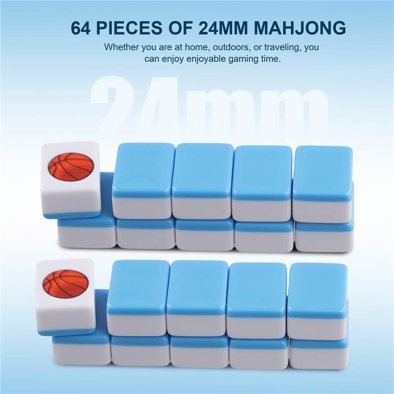 64Pcs Mahjong Blocks Mahjong Tile Game with Pattern of Flag Ball. 