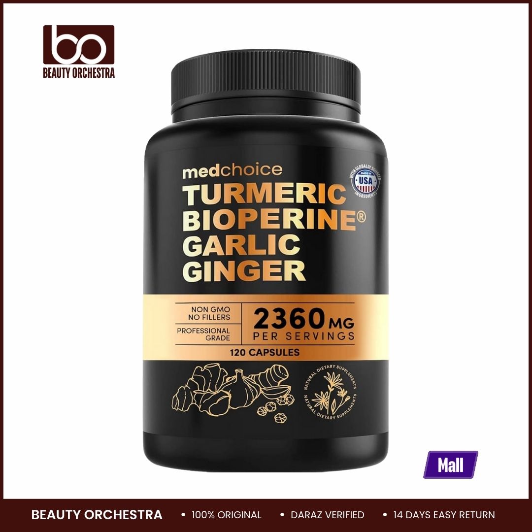 Medchoice Turmeric and Garlic Supplements with Bioperine 2360 mg (120 ct) Turmeric Ginger Root Capsules with Garlic - Turmeric Curcumin with Black Pepper for Joint, Digestion & Immune Support