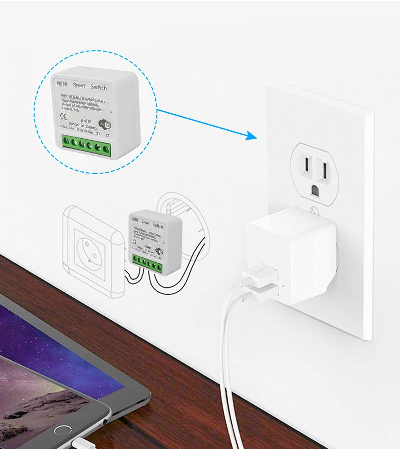 【Ready stock】16A MINI Wifi Smart Switch Supporte 2-way control Timer Wireless Switches Smart Home Automation Compatible with Tuya Alexa Google Home. 