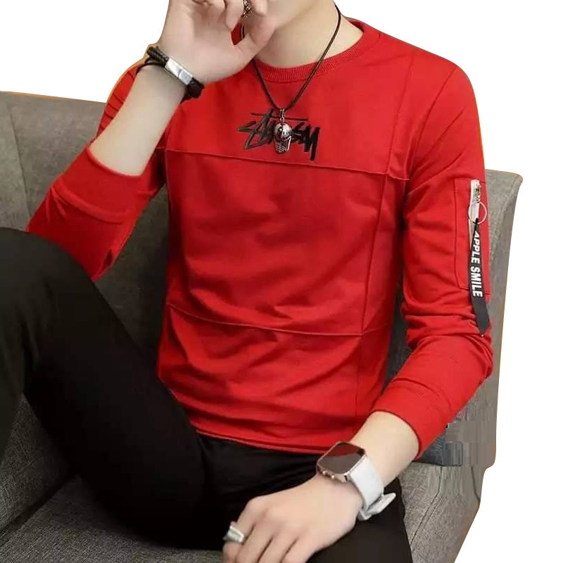 Red Cotton Full Sleeve T-Shirt for Men 