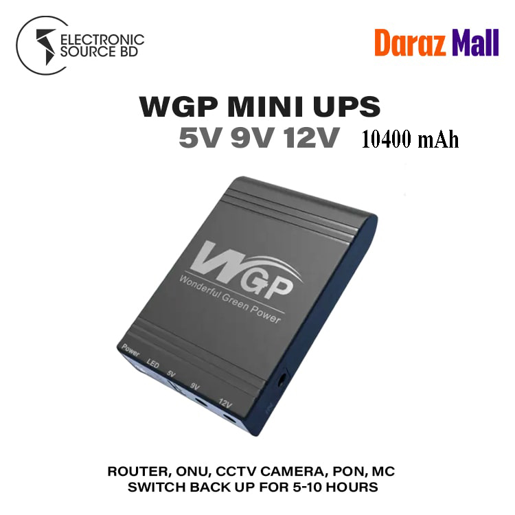 WGP Mini UPS 10400 mAh DC UPS for Router, Onu, CCTV_ 5 9 12 Volt Output
