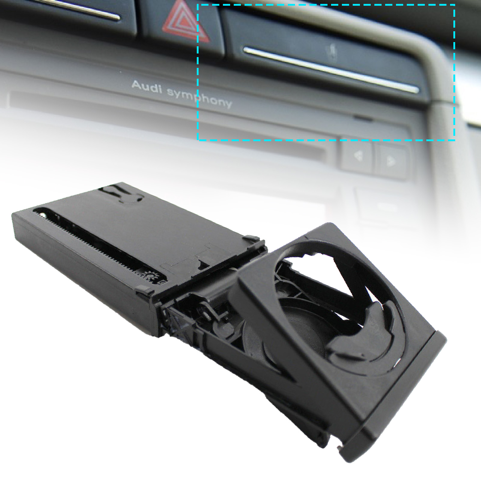 Car Cup Holder Retractable Matte Black Trim Bottle Stand 8E1862534H for Audi A4/B6/B7 02-08. 