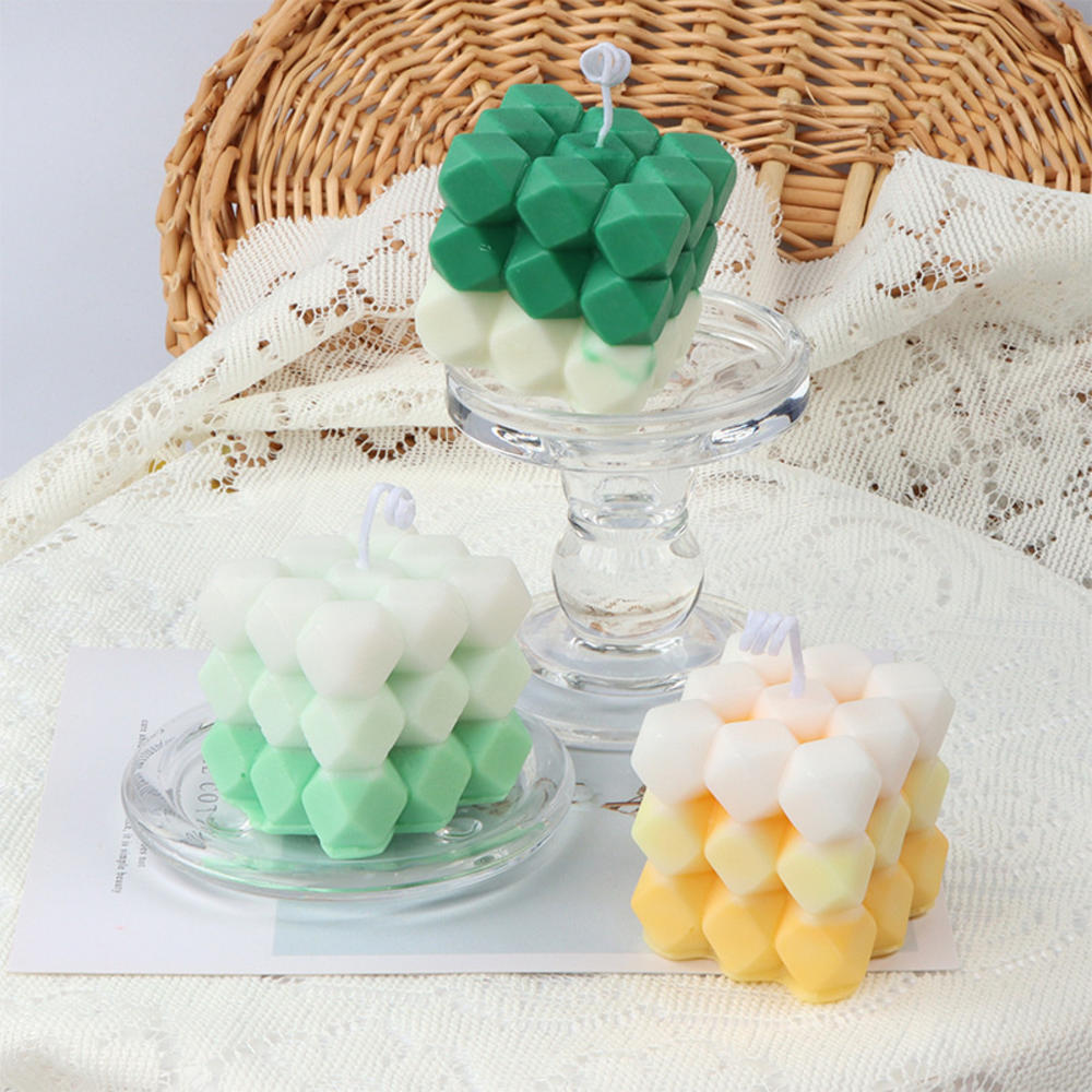 3D Bubble Rubik's Geometric Cube Diamond Shaped Silicone Candle Molds Poly-shaped DIY Soap Making Chocolate Plaster Epoxy Resin. 