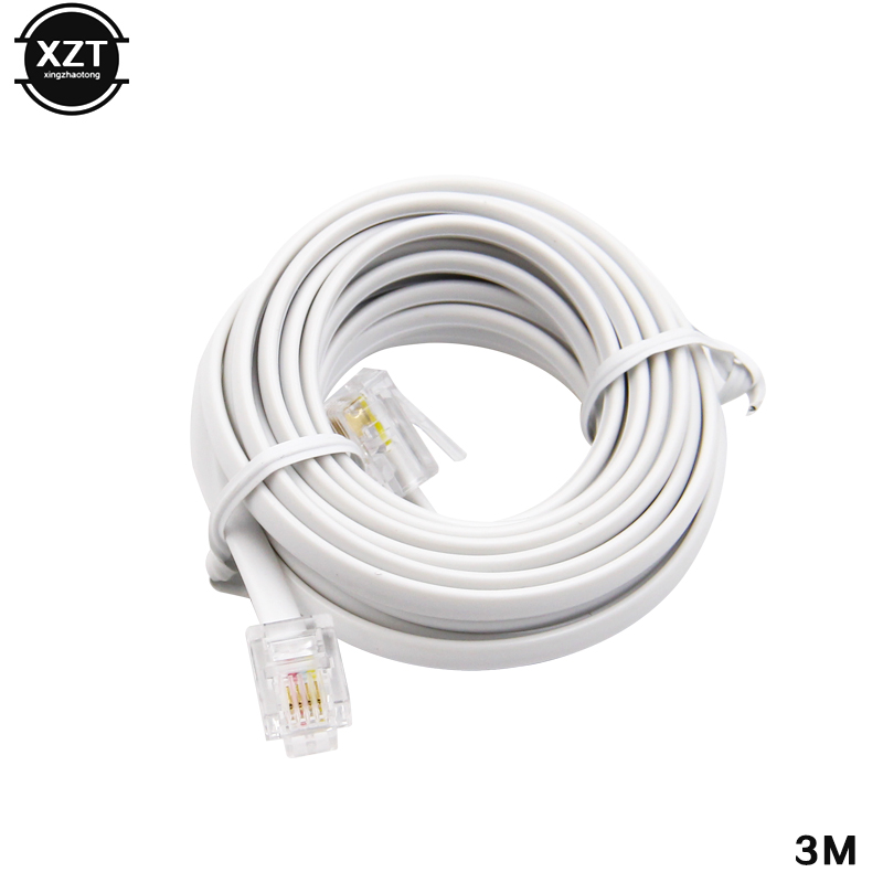 High Quality 30M/15M/12M/9M/6M/3M RJ11 6P4C Modular Phone Telephone Internet Extension Cable Connector. 