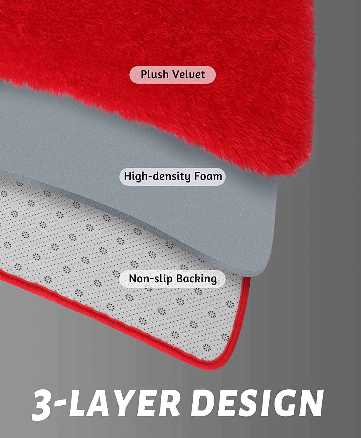 Red Ultra Soft Fluffy Rugs Furry Throw Area Rugs Plush Shag Rug Non-Slip Shaggy Modern Decorative Carpet Living Room Carpet Mat. 