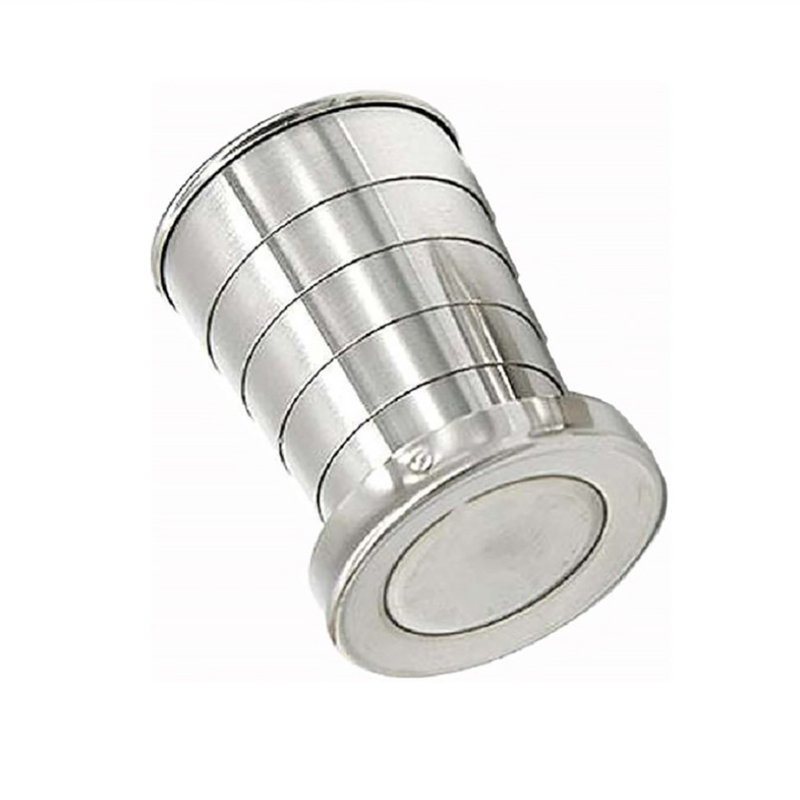 Stainless Steel Folding Cup With Keychain Portable Retractable Telescopic Cups. 