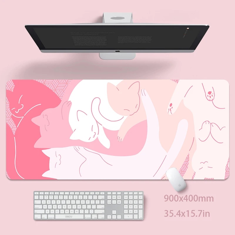 Cute Cat Large Mouse Pad 100x50cm Big Computer Pink Mousepads Gaming Mousepad Big Keyboard Mat Gamer Mouse Pads Desk Mats