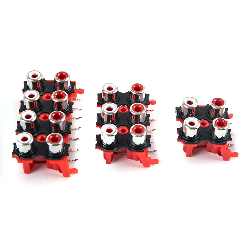 2Pcs 2P 4P 6P 8P RCA Female Audio Video Plug AV Connector Socket Connector AV2-8.4-13 Red PCB Parts Tetuo. 