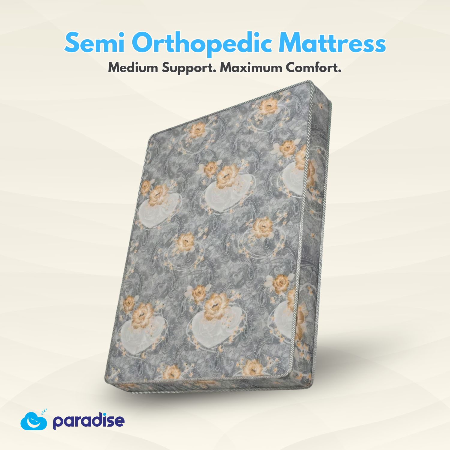 Paradise Semi Orthopedic Support Mattress | Medium Firm Feel for Balanced Comfort | 4 Inch Bed Mattress