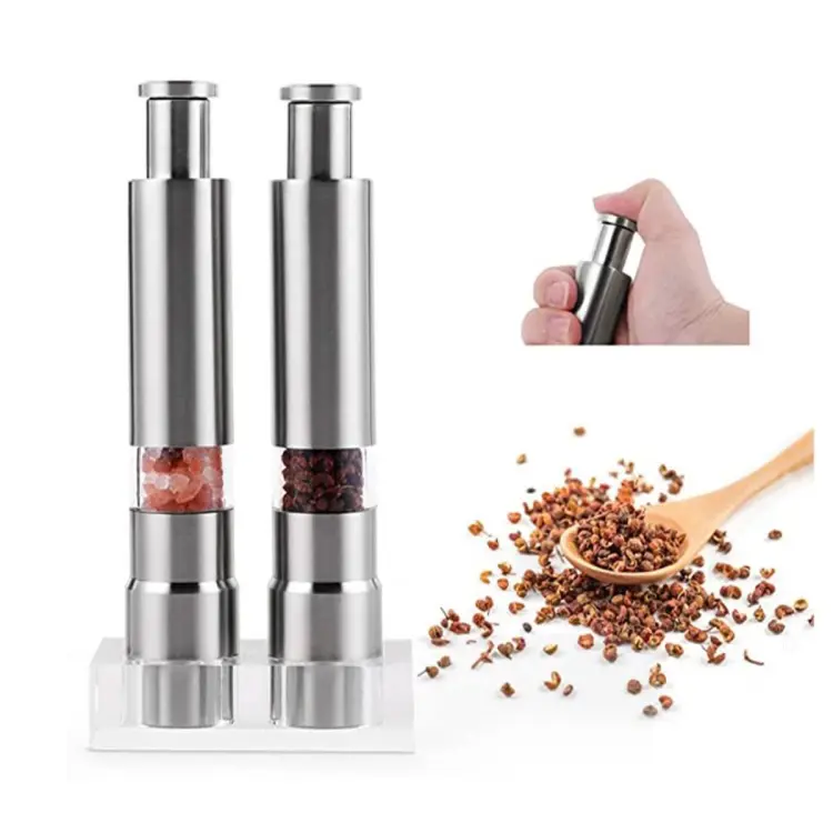 Manual Pepper Mill Salt Shakers Thumb Push One-handed Pepper Grinder S