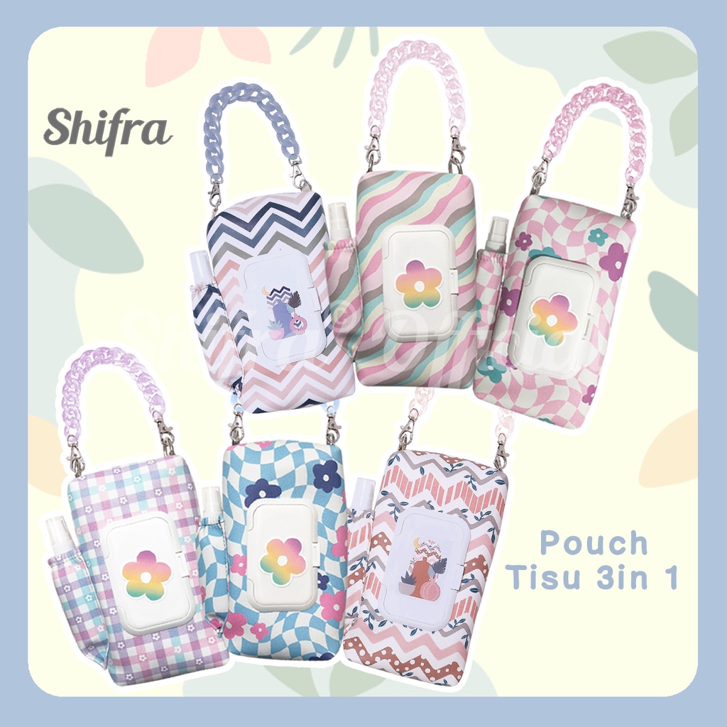 3-in1 TISSUE POUCH Dry TISSUE Lid Wet TISSUE SANITIZER SHIFRA Unique Chain PATTERN Image