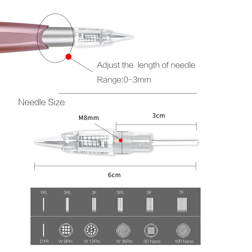 Elegant Microblading Machine With 10pcs 1R Cartridges For Semi Permanent Tattoo Eyebrows. 