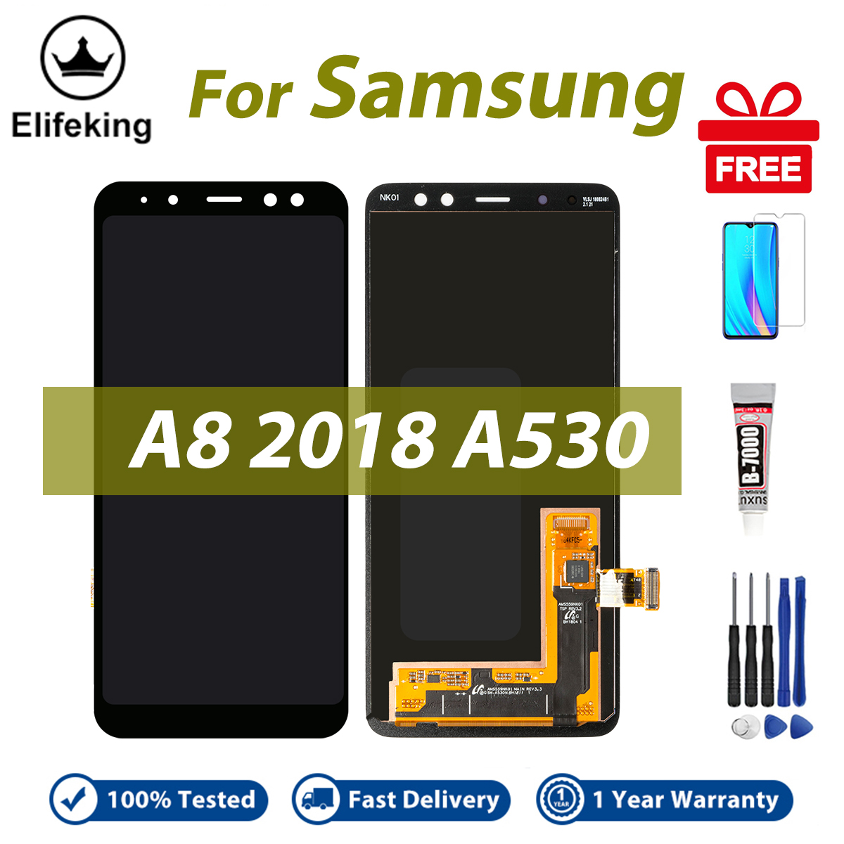 LCD For Samsung Galaxy A8 2018 A530 A530F A530L Display Touch Screen Digitizer Assembly Replacement Parts. 