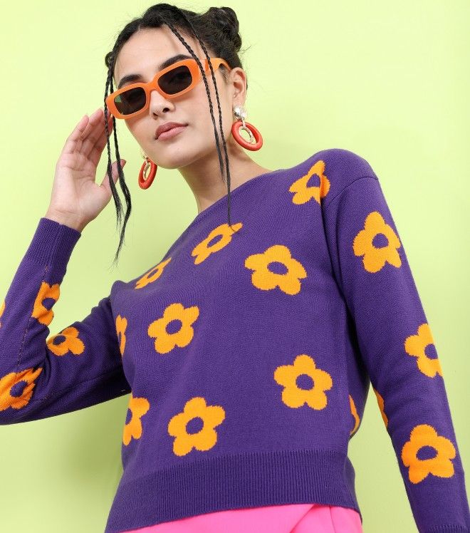 Pantoneclo Premium Women's / Girl's Flower Design Sweater / Cardigan / Pullover. 