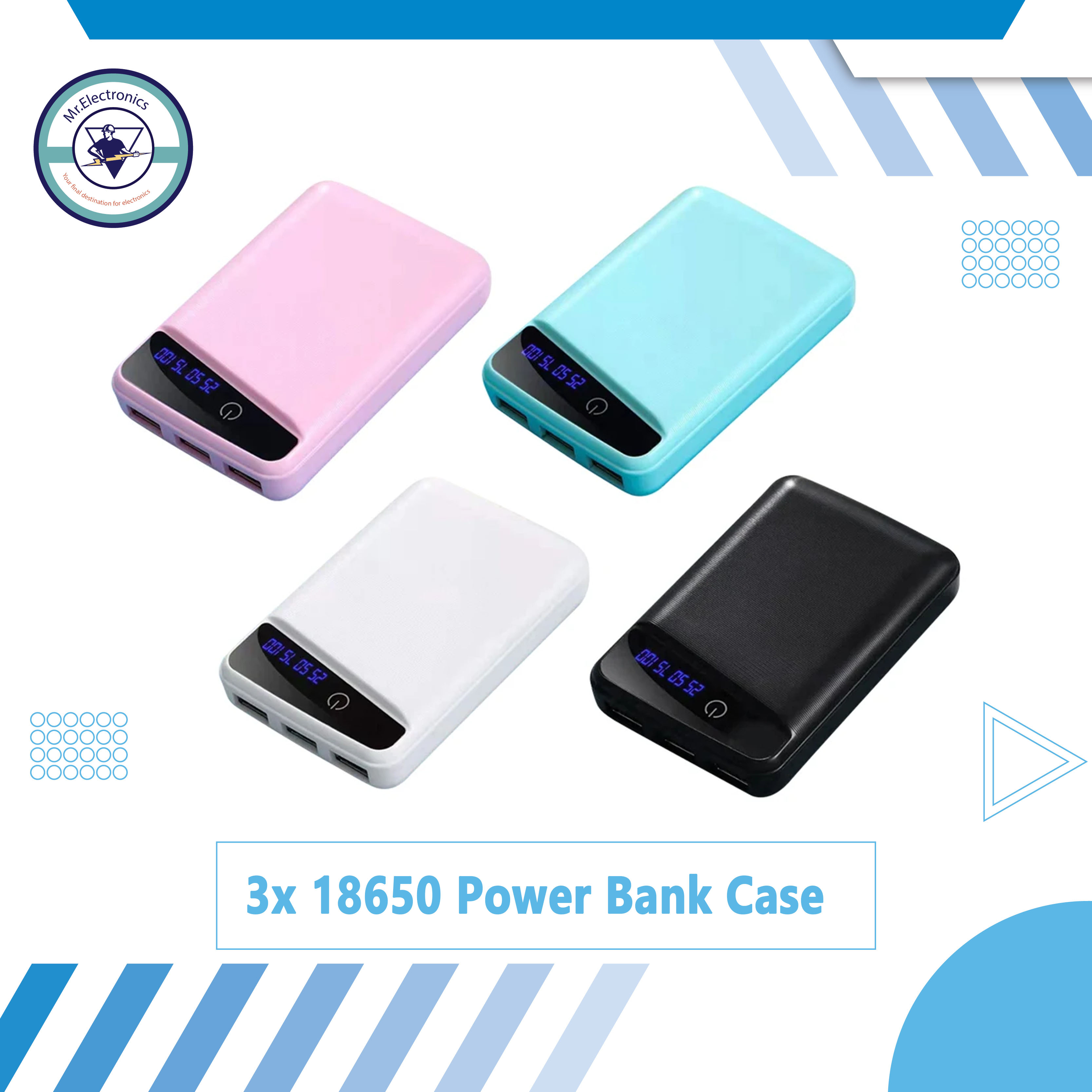 Portable Stylish First Charging Power Bank Case Multicolor (Use 3 Piece