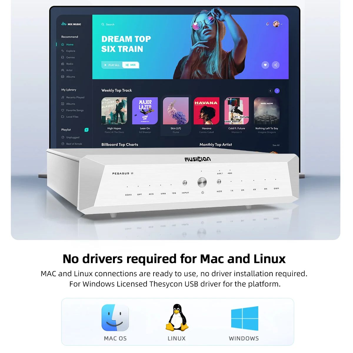 MUSICIAN Pegasus II R2R DAC DSD1024 PCM 1536kHz USB I2S HiFi Decoder ALTERA DAC Chip XRL RCA Balanced 24BIT R2R + 6BIT DSD DAC. 