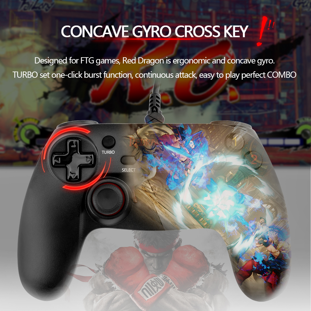 REDRAGON SATURN G807 Gamepad,Wired PC Game Controller,Joystick Dual Vibration, Saturn, for Windows PC,PS3,Playstation,Android. 