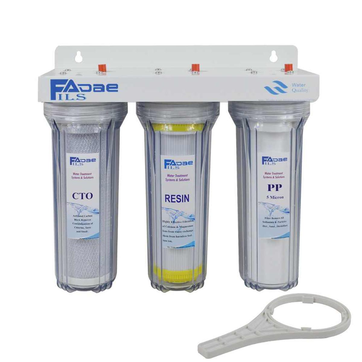 3-Stage Drinking Water Filtration System 1/2 inch Port With Sediment, Carbon Block, Resin Filter Make Hardness Water To Soft Water