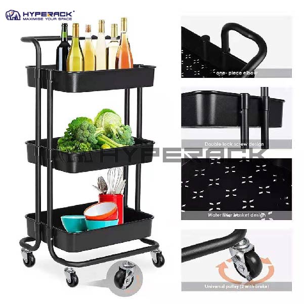 3 Layer Kitchen Cabinet Kitchen Rack Kitchen Trolley Kitchen Storage Rack Dapur Rack Memasak Beroda With Wheels Durable: Organize Your Kitchen Efficiently. 