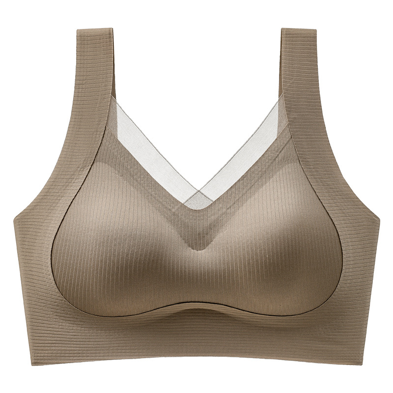 Thin pull-up mesh seamless underwear women's anti-American back gravity no-ring gathering vest-style sports bra. 
